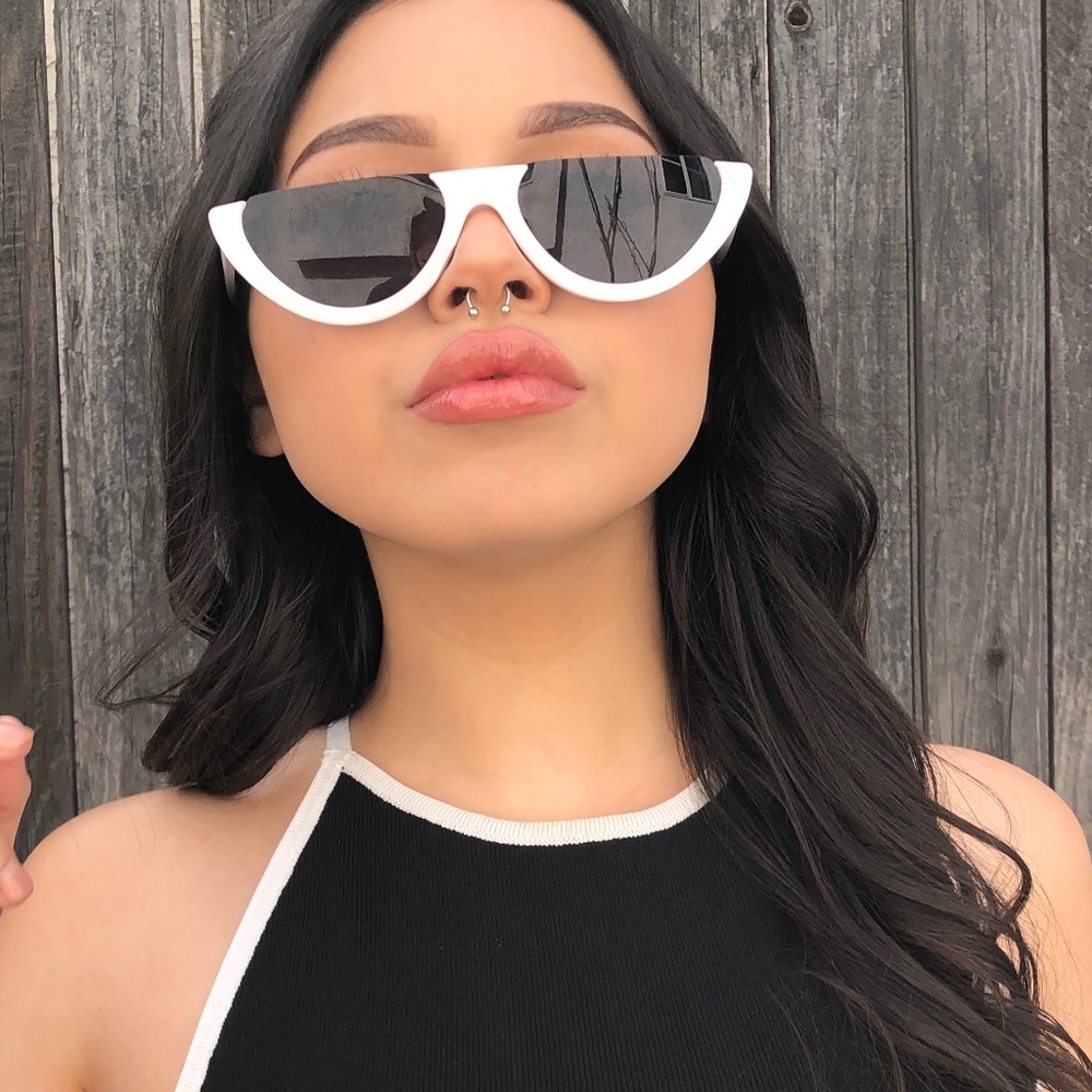 Flat top half frame sunglasses